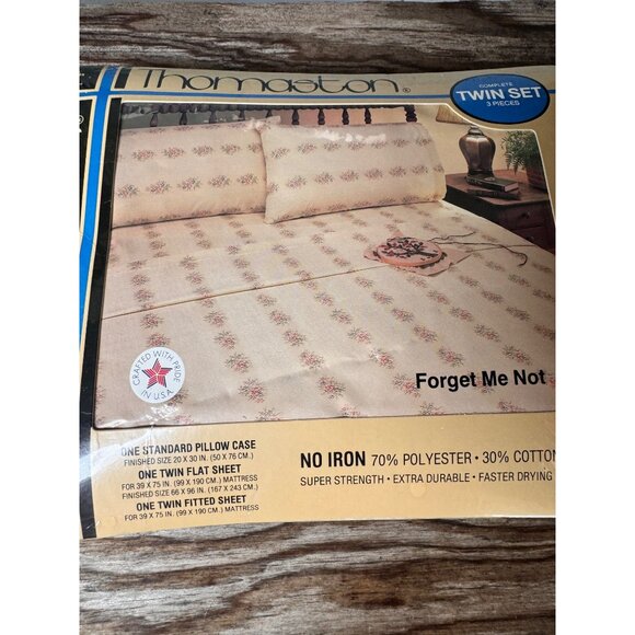 Thomaston Twin Sheet Set Forget Me Not No Iron 70% Polyester 30% Cotton - Picture 2 of 8